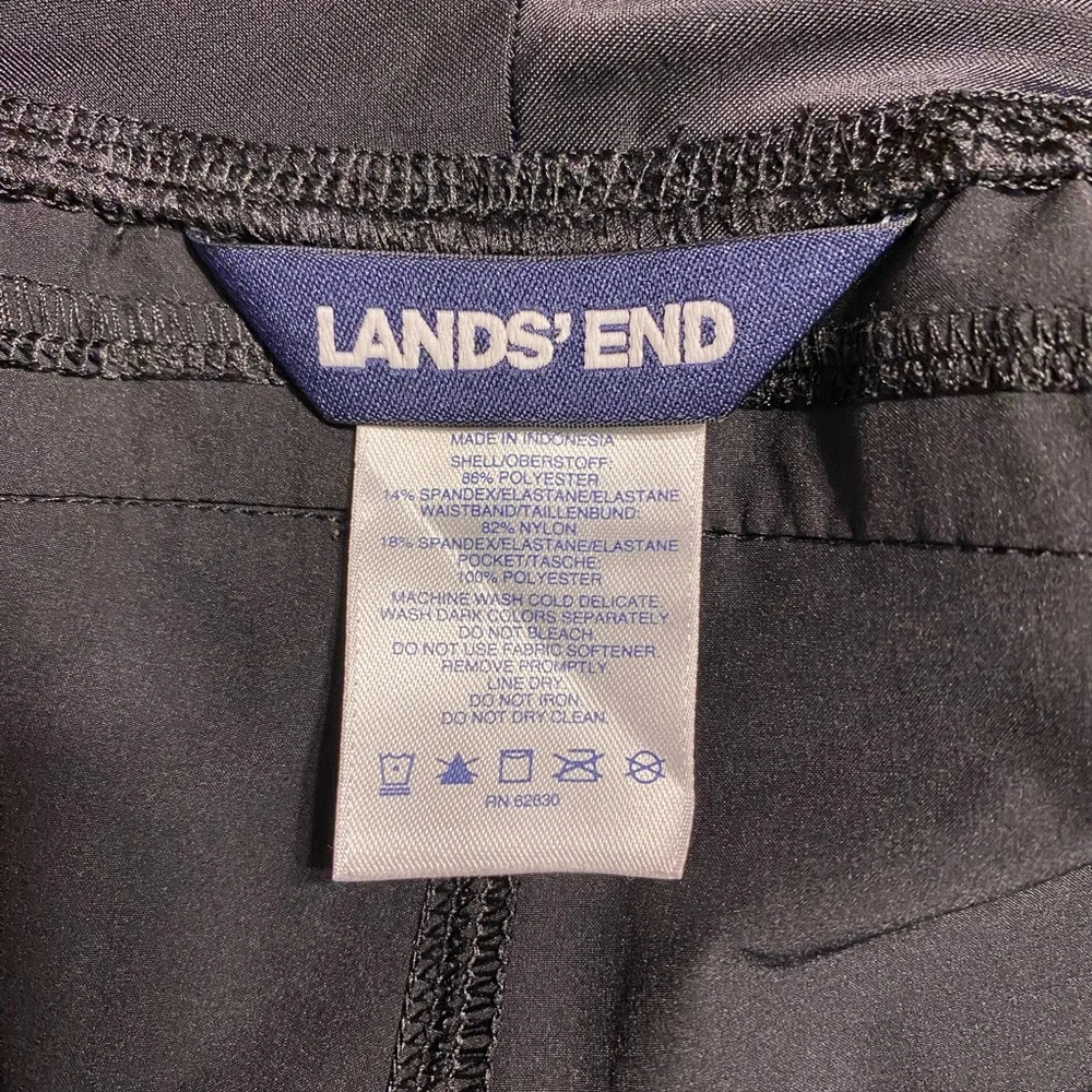 Lands' End 3” Quick Dry Elastic Waist Board Swim Cover-up Shorts Black 16W